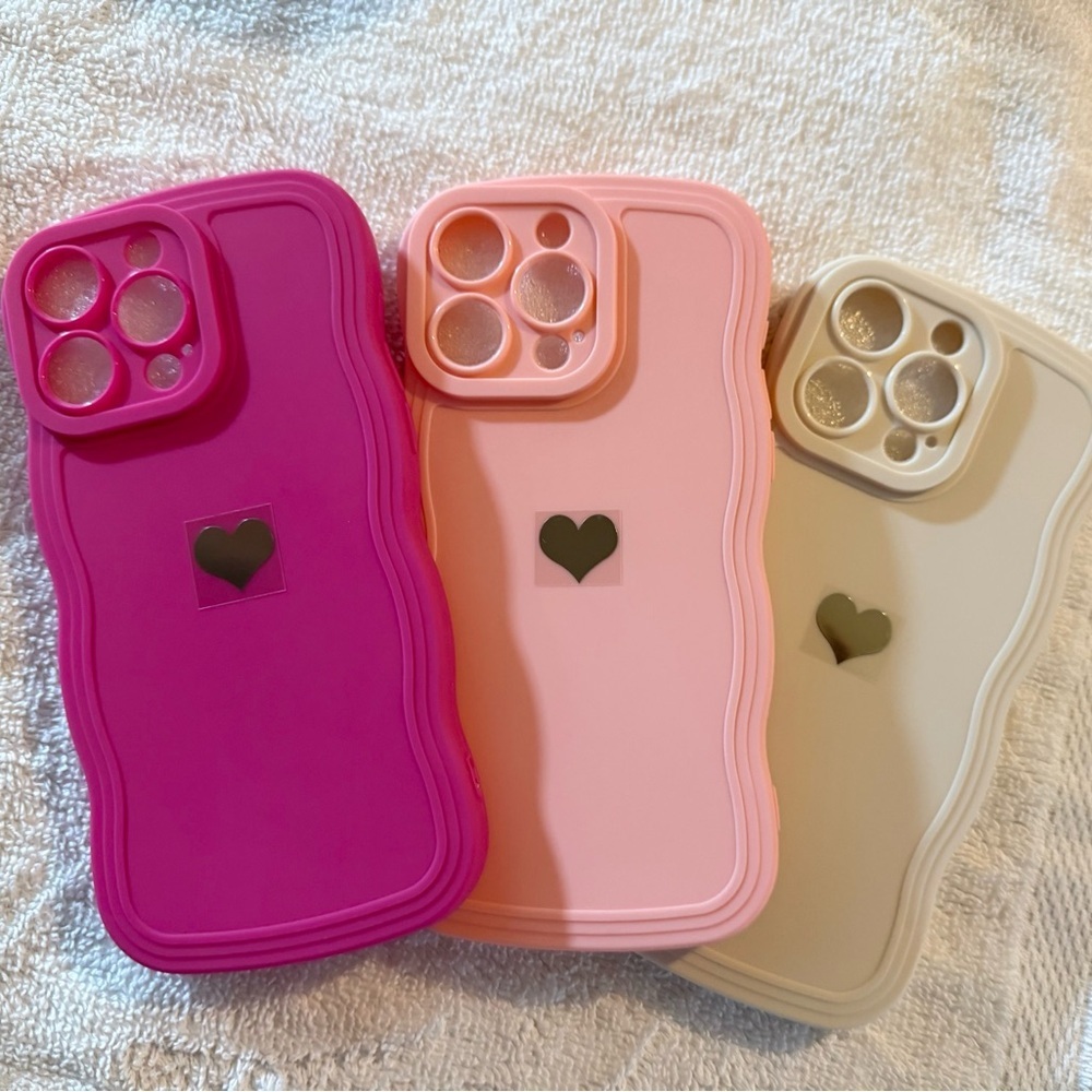 Set of 3 Soft Silicone Cases for iPhone 15 Pro Max - Pink, Peach and White - - Picture 5 of 10